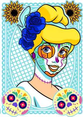 vectores plantilas DÍA DE MUERTOS,PRINCESA,DISNEY,CATRINA,NIÑA,